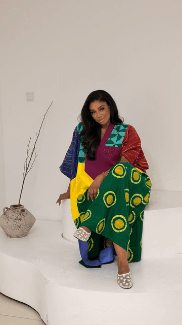 Mixed Bubu print with also-oke neckline